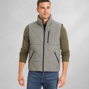 Bass Outdoor Men’s Quilted Puffer Vest XL Full Zip Sleeveless Jacket Gray